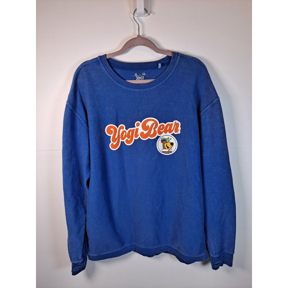 Yogi Bear Hanna Barbara Ribbed Sweatshirt Blue Unisex Size XL 100% Cotton